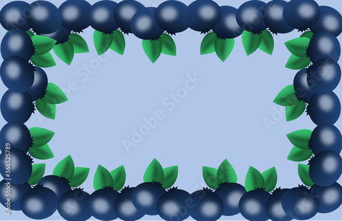 blueberry frame on a blue background