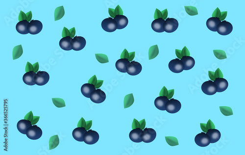 repeated blueberries on a blue background