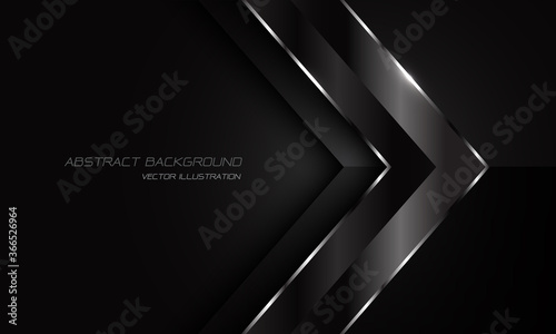 Abstract black metallic silver line arrow direction on dark with blank space  design modern futuristic background vector illustration.