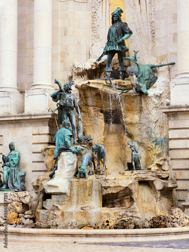 The Fountain of King Matthias in Royal Palace (Buda Castle) in Budapest, Hungary