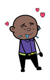 Bald Black Man Cartoon Drooling in Love