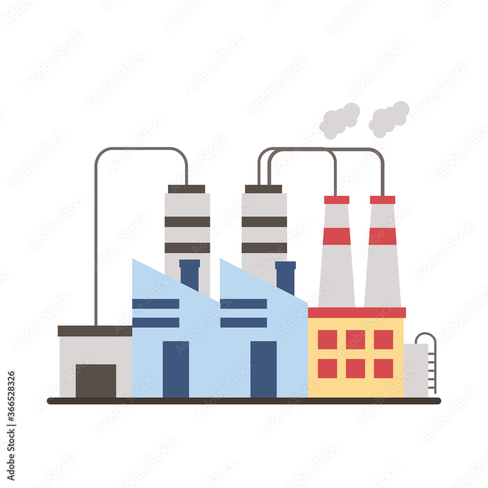 Fototapeta premium industry factory buildings and chimneys flat style icons