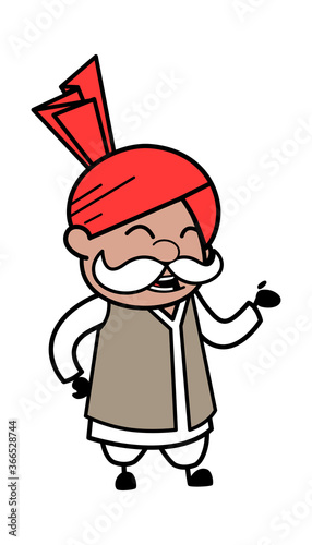 Haryanvi Old Man Cartoon Arguing photo