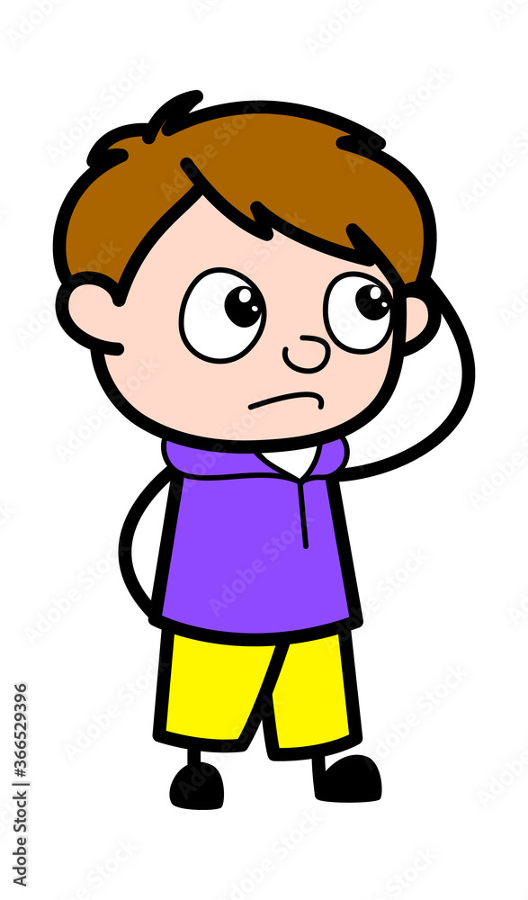 Cartoon Boy thinking in Confusion