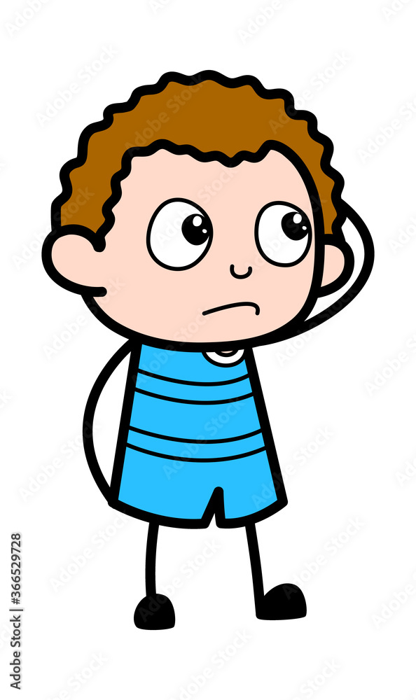 Cartoon Kid thinking in Confusion Cartoon Kid thinking in Confusion