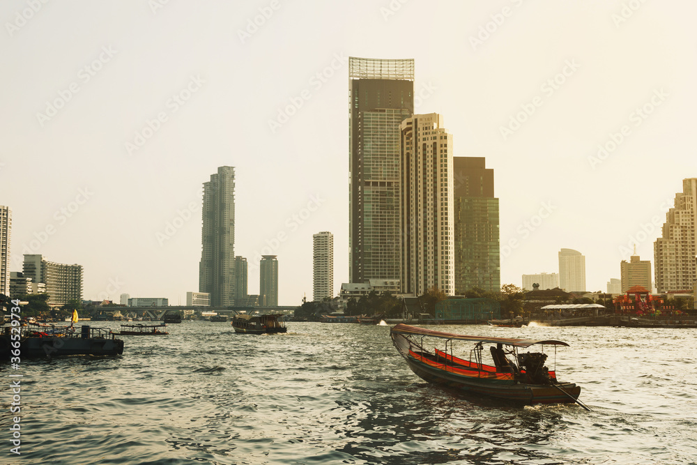 Sunset view on river in Bangkok
