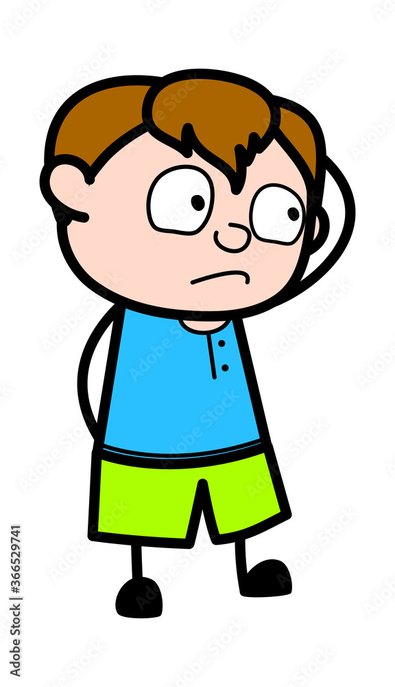 Cartoon Teen Boy thinking in Confusion