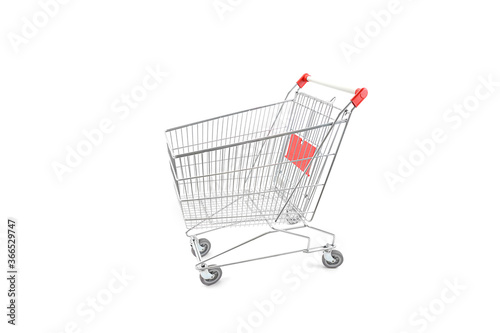 Empty shopping cart isolated on white background. 