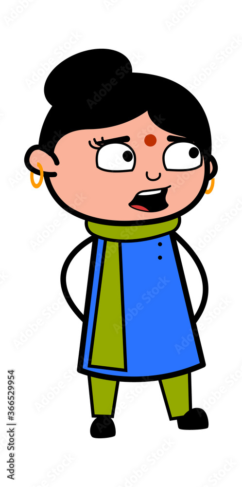 Worried Cartoon Indian Lady Talking