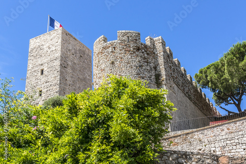 The Castre Castle (built in 11th century) located on the Suquet hill, dominating the city of Cannes. Suquet district in Cannes, Cote d'Azur, France.