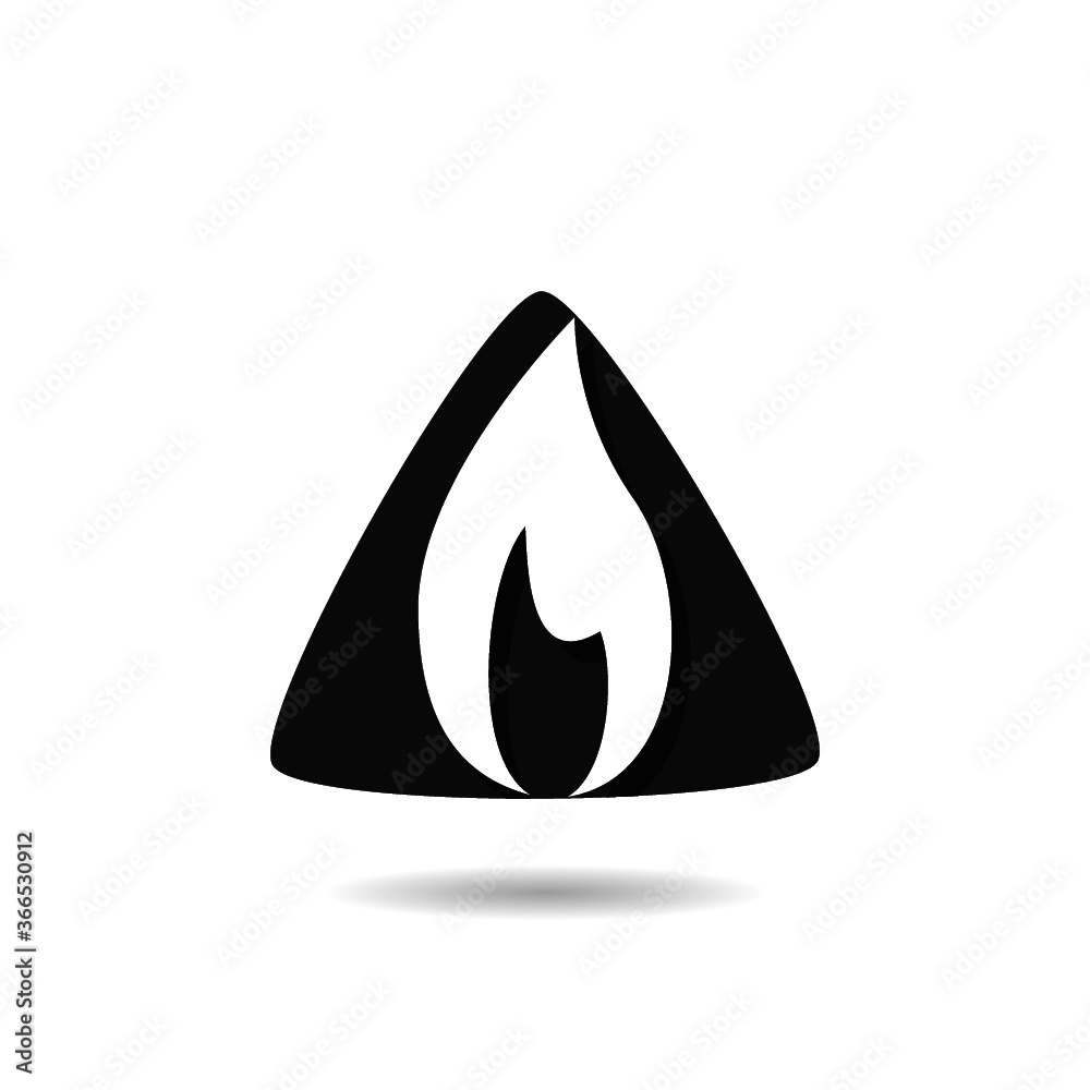 Fototapeta premium Fire flame icon with shadow
