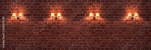 Brick wall with elegant lamps. photo