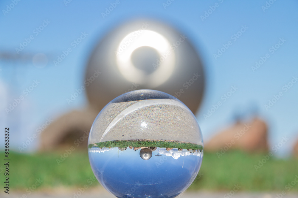 Seal Point Park Sculpture Reflected Through Crystal Ball Seal Point Park Sculpture Reflected Through Crystal Ball