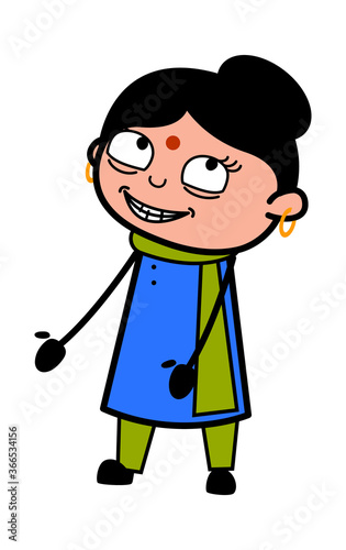 Day Dreaming Indian Lady cartoon