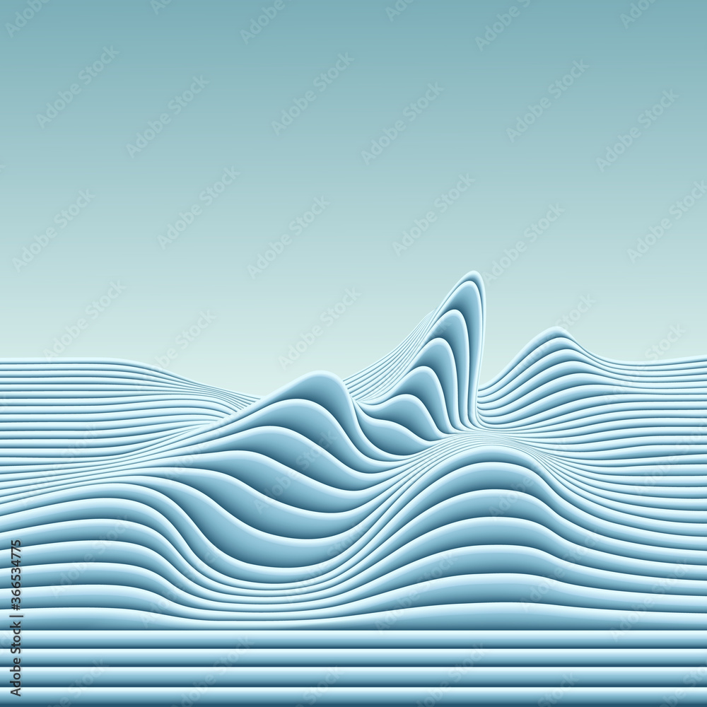 Vector paper cut waves modern background.