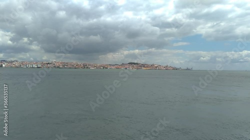 View over the Tagus river, the 25 april bridge and Lisbon, Portugal photo