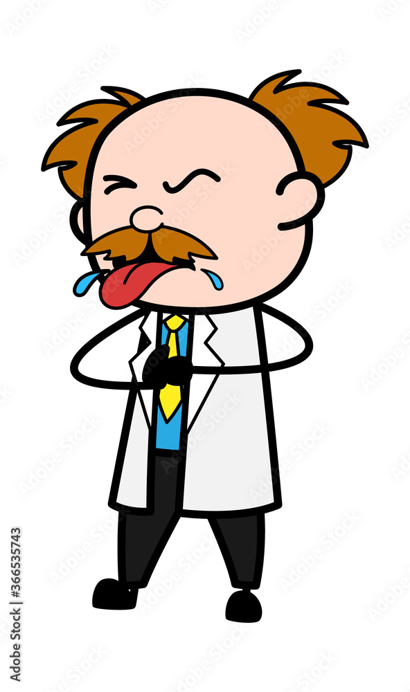 Cartoon Scientist Choking Cartoon Scientist Choking