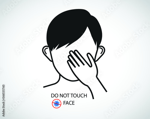 do not touch face icon. corona virus prevention icon.avoid touch face icon