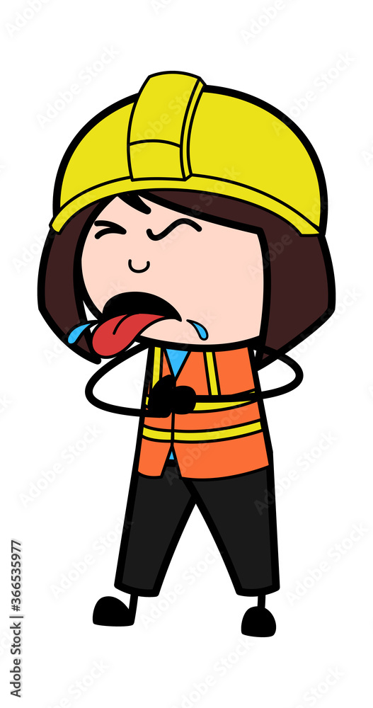 Cartoon Lady Engineer Choking