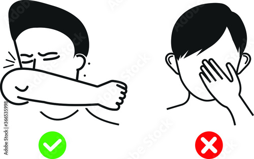 sneeze into elbow icon. corona virus prevention icon 