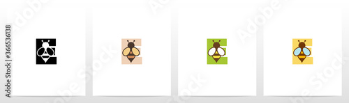 Bee On Letter Logo Design E