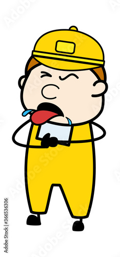 Cartoon Courier Man Choking