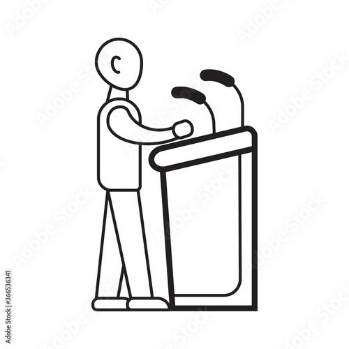 Lecturer icon vector. Business presentation in outline style. Presenter, webinar sign. Remote work, distance education, e-learning illustration for website. Elections, political debates symbol.