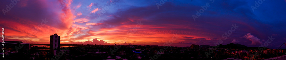 Panoramic Sunset over city