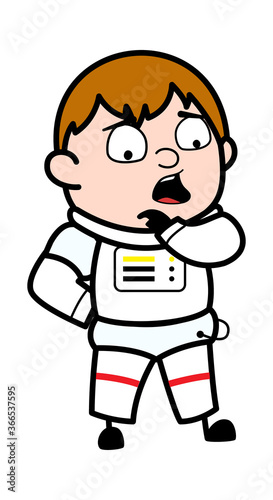 Worried Cartoon Astronaut Thinking