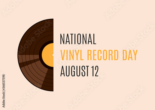 National Vinyl Record Day vector. Half of a gramophone record vector. Vinyl record icon vector. Vinyl Record Day Poster, August 12. Important day