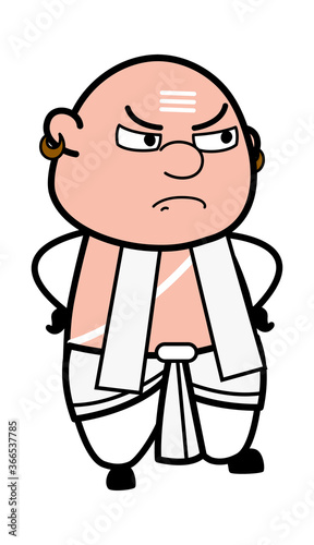 Aggressive South Indian Pandit Cartoon