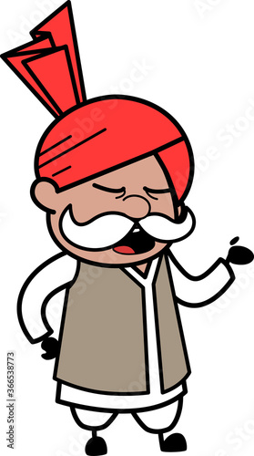 Haryanvi Old Man Talking Unamused Face Cartoon photo