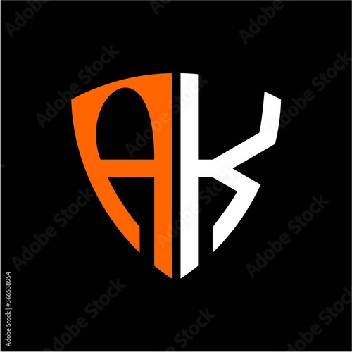 Free Download AK initials white orange shield with black background - GFXLoad