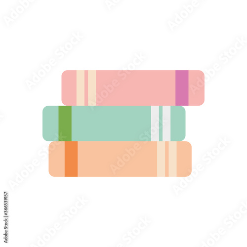 academic books stack icon, flat style