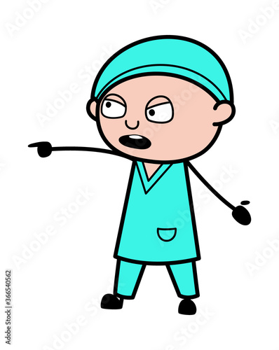 Surgeon Pointing Finger Cartoon