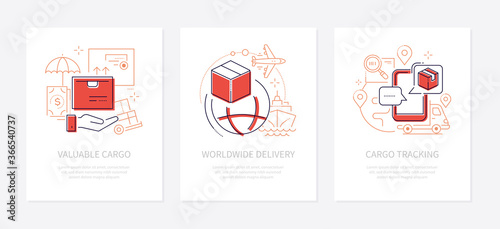 Logistics concept - line design style banners set