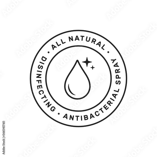 Disinfecting, All-Natural, Anti-Bacterial Spray Logo Badge, Branding Icon, Vector Illustration Background