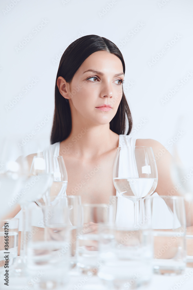 Wasser trinken Gesundheit Lifestyle Model clean unschärfe Wasser trinken Gesundheit Lifestyle Model clean unschärfe