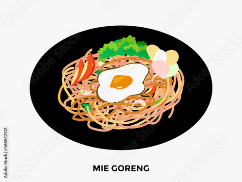 illustration of popular food in Indonesia. bakso, nasi goreng, gudeg, pecel lele, tempe penyet, nasi campur, sup buntut, ikan bakar, tempe goreng, nasi uduk, gulai, tongseng, ayam penyet, sate ayam, s