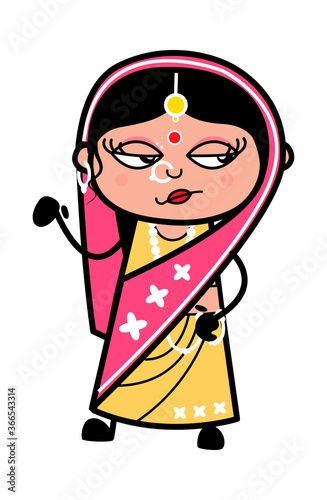 Unamused Indian Woman Cartoon