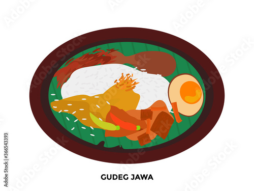 illustration of popular food in Indonesia. bakso, nasi goreng, gudeg, pecel lele, tempe penyet, nasi campur, sup buntut, ikan bakar, tempe goreng, nasi uduk, gulai, tongseng, ayam penyet, sate ayam, s
