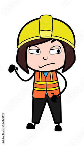 Unamused Lady Engineer Cartoon