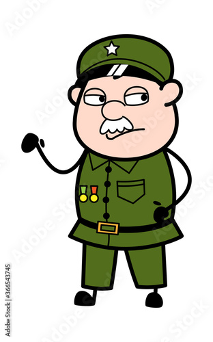 Unamused Military Man Cartoon