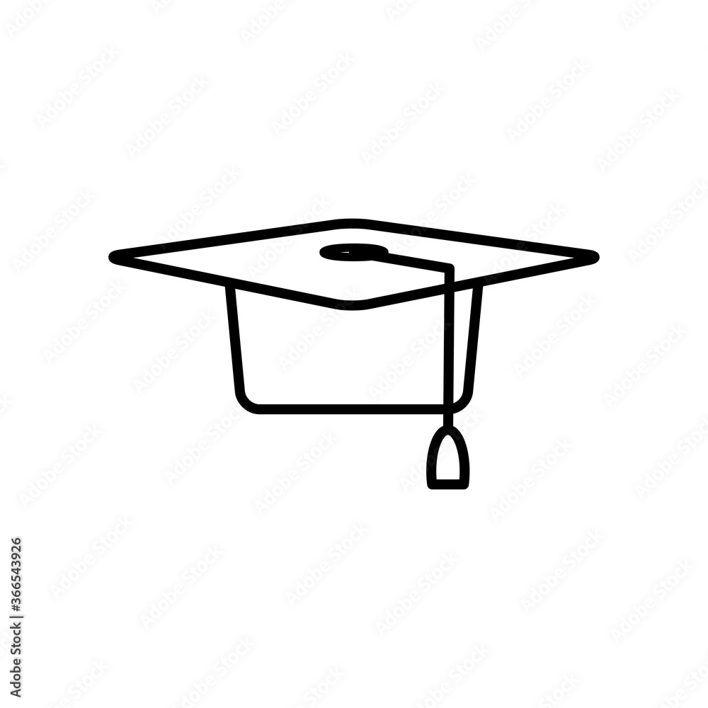 graduation cap icon, line style graduation cap icon, line style