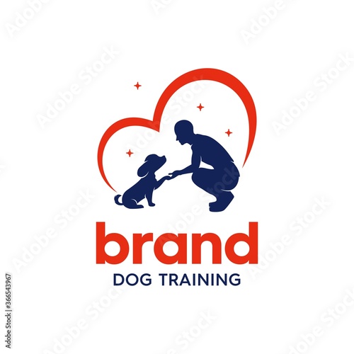 illustration of dog and human chemistry logo design, for dog training, with a bold touch and a modern logo design