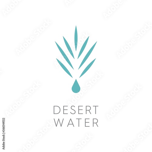 illustration of design logo of water droplets and desert palm leaf, for drinking water logo, with modern touch and simple logo design