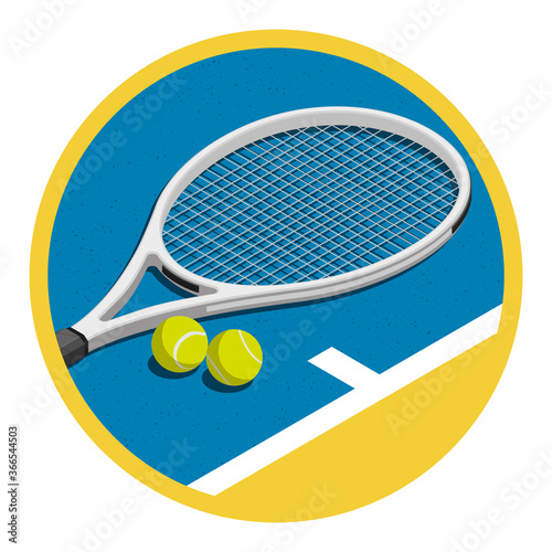 Tennis tournament symbol with racket and balls