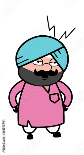 Cartoon Cute Sardar Listening