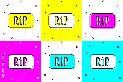 Set Speech bubble rip death icon isolated on color background. Vector.
