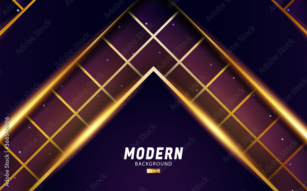 Obraz premium luxury abstract premium purple vector background banner with gold line.Overlap layers with paper effect.Realistic light effect on dots textured background.vector illustration.
